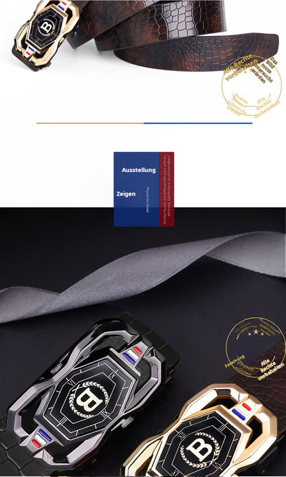 🐊Ledergürtel für Herren mit edlem Krokodilleder-Muster, mit automatischer Schnalle und aus Rindsleder gefertigt.