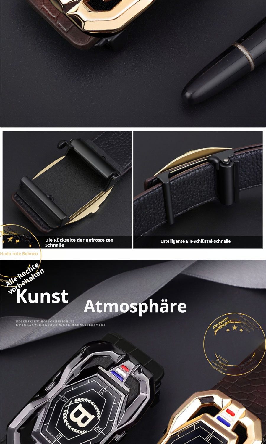 🐊Ledergürtel für Herren mit edlem Krokodilleder-Muster, mit automatischer Schnalle und aus Rindsleder gefertigt.