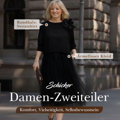 📢📢60 % Rabatt!! ⏰Damen zweiteiliges Set: Langarm-Oberteil und ärmelloses Kleid