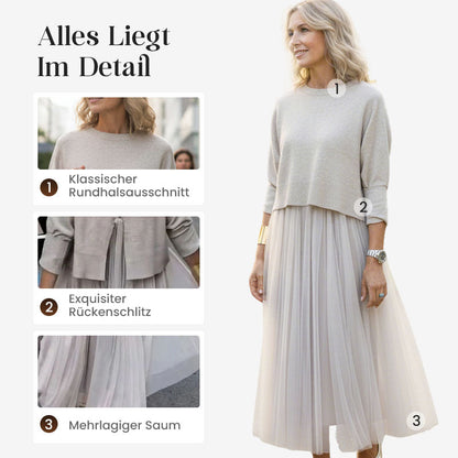 📢📢60 % Rabatt!! ⏰Damen zweiteiliges Set: Langarm-Oberteil und ärmelloses Kleid