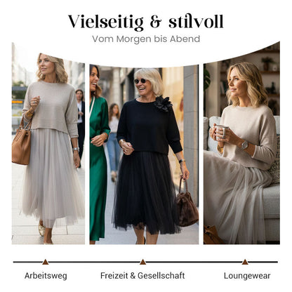 📢📢60 % Rabatt!! ⏰Damen zweiteiliges Set: Langarm-Oberteil und ärmelloses Kleid
