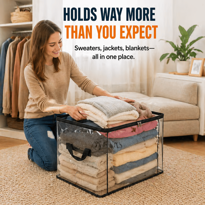 🎁 📦Large Heavy-Duty Thick Plastic Clear Storage Bag for Clothes, Moving &amp; Storage