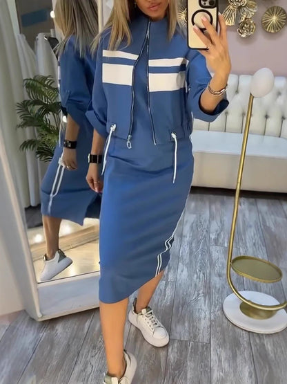 💥50% RABATT 💖 Damen-Set aus Stehkragenjacke und Kleid