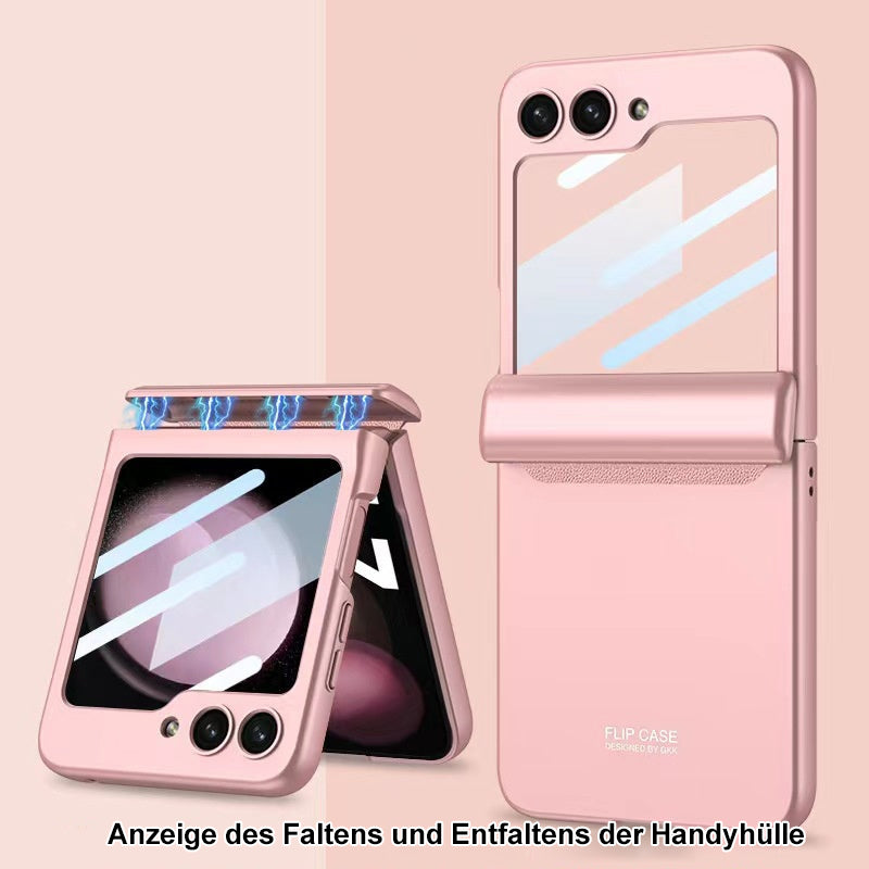Rundumschutz, Fingerabdruckschutz Handyhülle mit Magnetscharnieren und Schutzfolie