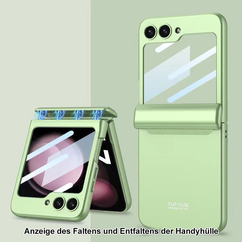Rundumschutz, Fingerabdruckschutz Handyhülle mit Magnetscharnieren und Schutzfolie