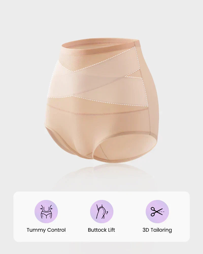 🌸Last Day-Buy 1 Get 3 Packs✨Plus-Size High-Waist Cross Tummy Control Panties