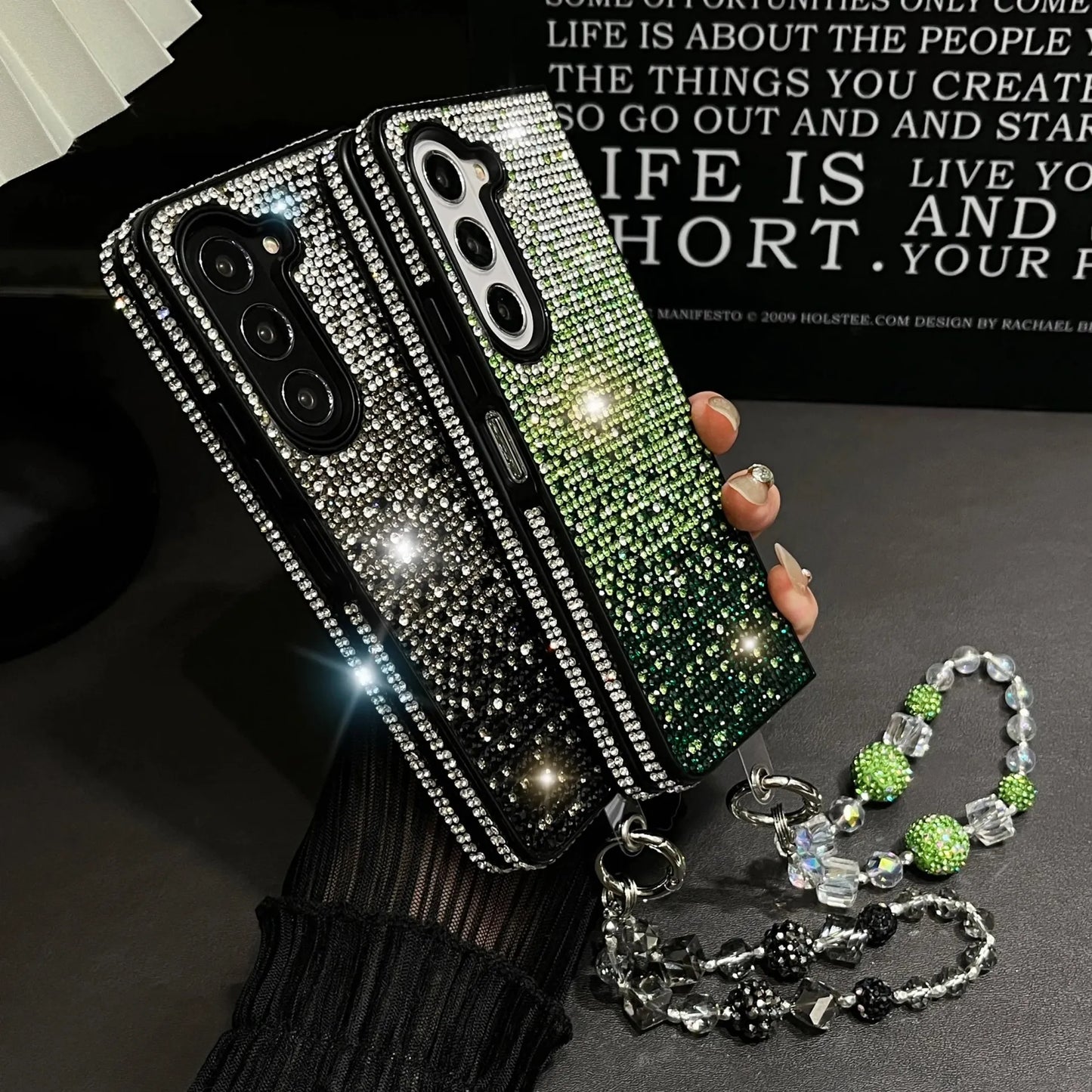 ✨💎Luxuriöse, glänzende Schutzhülle aus Volldiamant für die Samsung Z Fold-Serie (inkl. kostenloser Handykette)