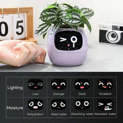 Fun Smart Flowerpot with Multiple Expressions, Plant-Free
