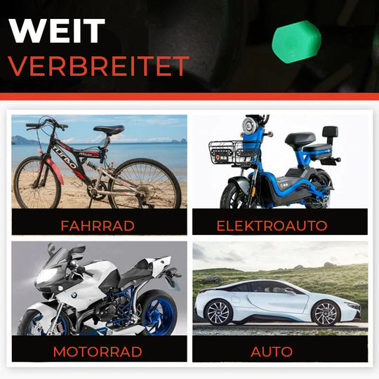 🔥 FÜR KURZE ZEIT 50% RABATT! 🚗 Reifenventilkappen (4er Pack) – Universell, Fluoreszierend &amp; Diebstahlgeschützt 🔒