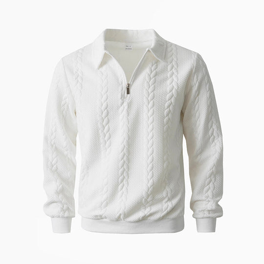 👔🧶 Lässiger Herrenpullover mit Halbreißverschluss – Zopfmuster für Wärme &amp; Stil! Perfekt für Arbeit ✨ und Freizeit 🌿 aus nachhaltiger Baumwolle.