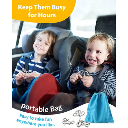 Metall Puzzle Ring achtteilig blaue Version Denksportaufgaben