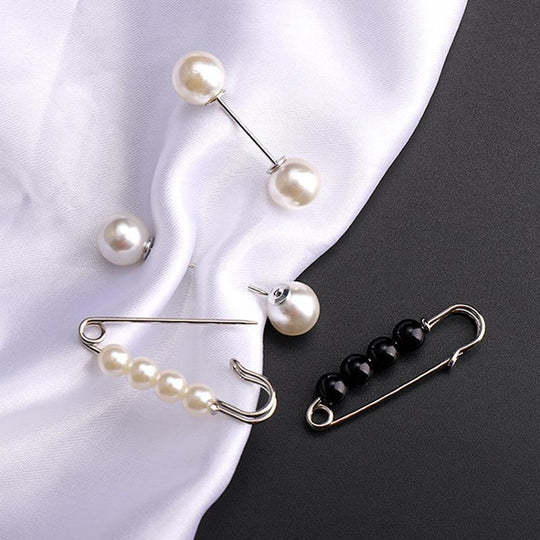 ✨Pearl Brooch Pins,Safety Pins for Clothing Dress pants skirt Cardigan Collar，Faux Pearl Rhinestones Brooches for Women Girls Pants Extender Safety Pins