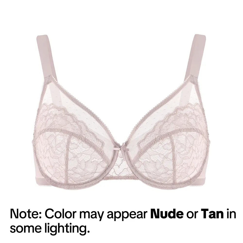 💜Enchante Floral Lace Plus Size Underwire Unlined Unpadded Minimizer Full Coverage Bra Women&