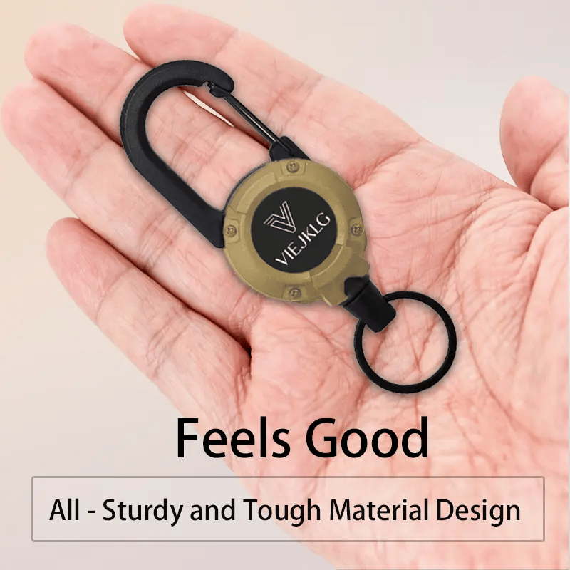 🔑Retractable Carabiner Keychain – 65cm steel lanyard, 100,000 pull cycles. Lightweight &amp; sturdy.