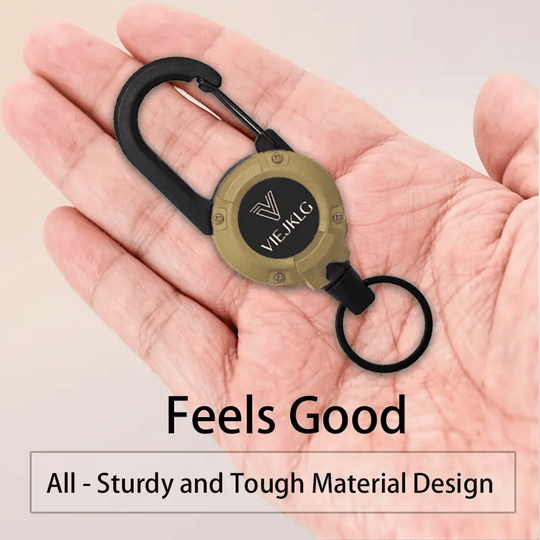 🔑Retractable Carabiner Keychain – 65cm steel lanyard, 100,000 pull cycles. Lightweight &amp; sturdy.