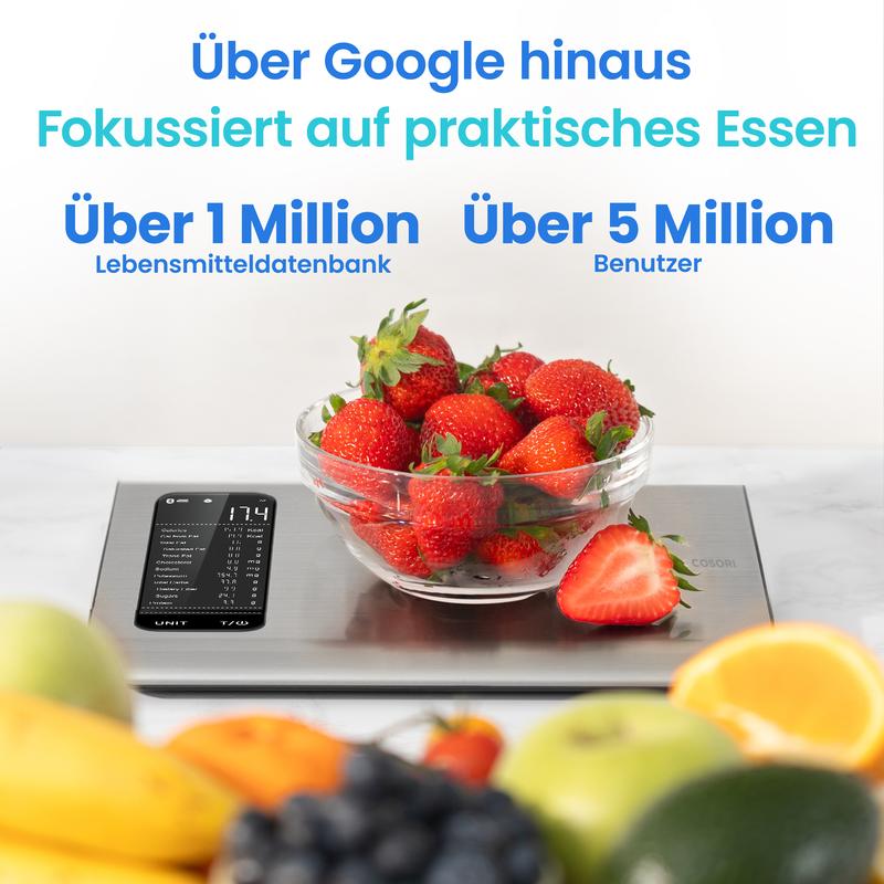 ⚖️📊 Küchenwaage digital – misst 19 Nährwerte &amp; Kalorien per App, 5kg Edelstahl 🥗✅ für gesunde Ernährung &amp; Gewichtsverlust