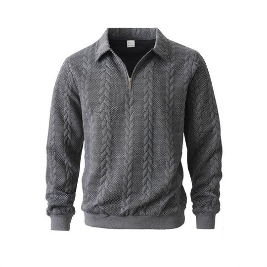 👔🧶 Lässiger Herrenpullover mit Halbreißverschluss – Zopfmuster für Wärme &amp; Stil! Perfekt für Arbeit ✨ und Freizeit 🌿 aus nachhaltiger Baumwolle.