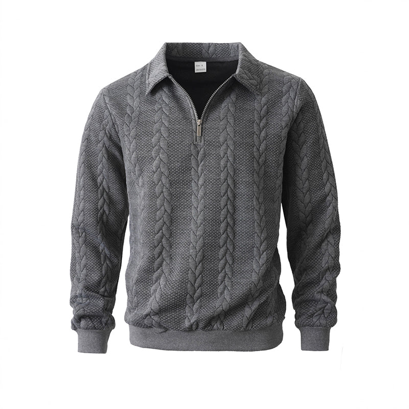 👔🧶 Lässiger Herrenpullover mit Halbreißverschluss – Zopfmuster für Wärme &amp; Stil! Perfekt für Arbeit ✨ und Freizeit 🌿 aus nachhaltiger Baumwolle.