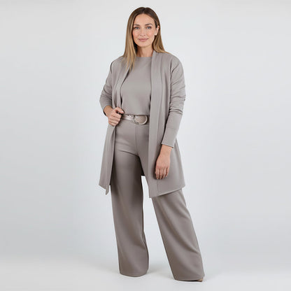 💞Elegantes 3-teiliges Set bestehend aus langem Cardigan, Oberteil und Hose