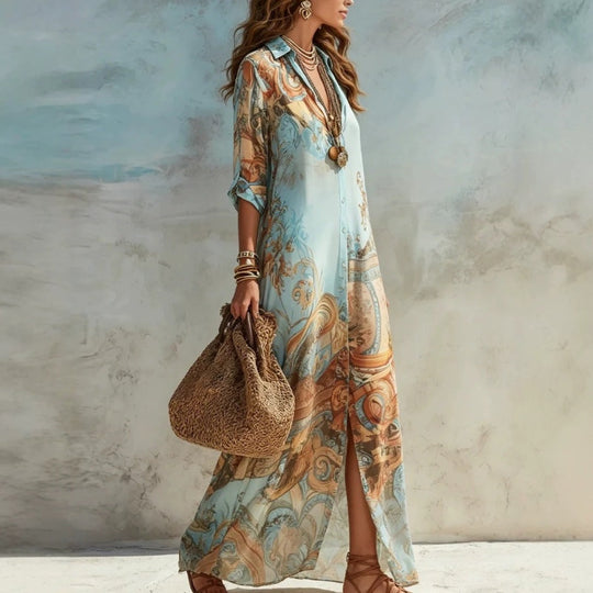 🎁✨ NEW ARRIVAL – 50% OFF TODAY! 💐 Women’s Elegant Retro Print Maxi Dress 🌸 Vintage-Inspired Style, Flattering Fit &amp; Effortless Elegance