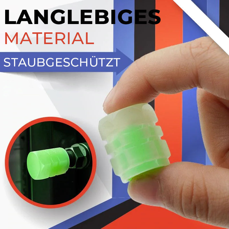 🔥 FÜR KURZE ZEIT 50% RABATT! 🚗 Reifenventilkappen (4er Pack) – Universell, Fluoreszierend &amp; Diebstahlgeschützt 🔒