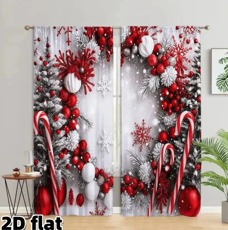 🎄Weihnachtsvorhänge 2-teilig für die Fensterdekoration