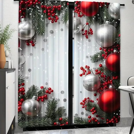 🎄Weihnachtsvorhänge 2-teilig für die Fensterdekoration