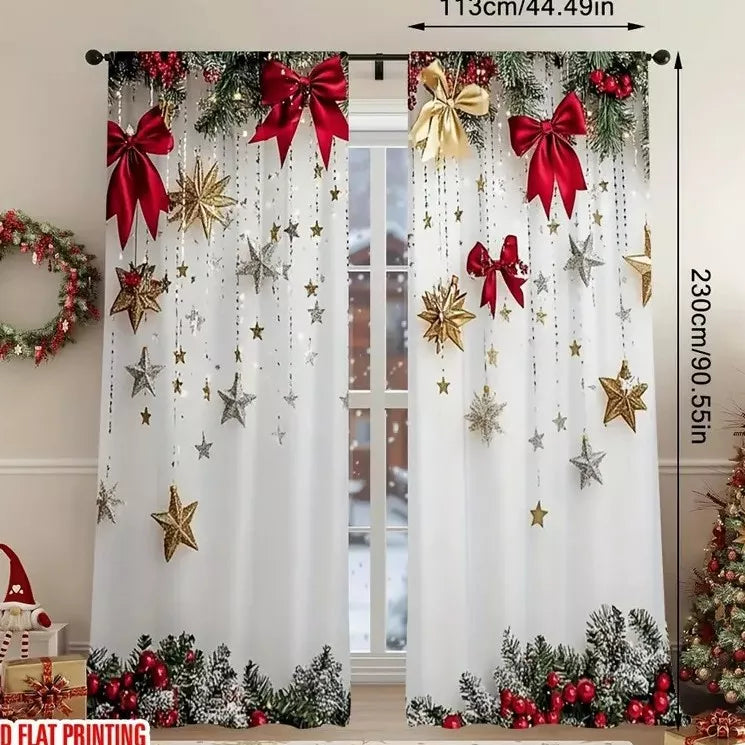 🎄Weihnachtsvorhänge 2-teilig für die Fensterdekoration