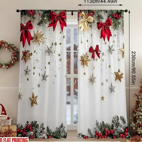 🎄Weihnachtsvorhänge 2-teilig für die Fensterdekoration