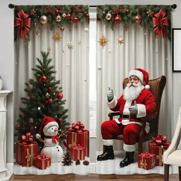 🎄Weihnachtsvorhänge 2-teilig für die Fensterdekoration
