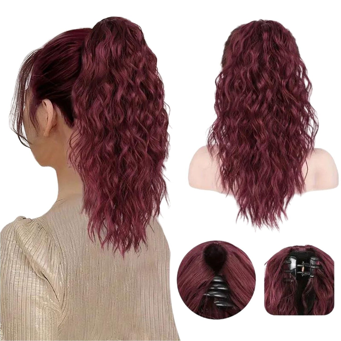 💜 LETZTER TAG DER AKTION - 50 % RABATT 💜18 Zoll lockige, gewellte Frizz-Haarverlängerung mit Pferdeschwanz