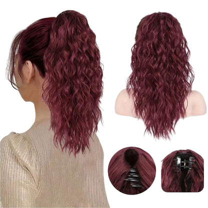 💜 LETZTER TAG DER AKTION - 50 % RABATT 💜18 Zoll lockige, gewellte Frizz-Haarverlängerung mit Pferdeschwanz