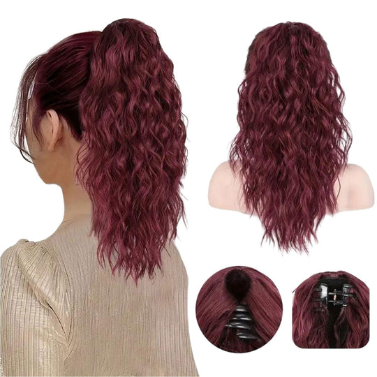 💜 LETZTER TAG DER AKTION - 50 % RABATT 💜18 Zoll lockige, gewellte Frizz-Haarverlängerung mit Pferdeschwanz