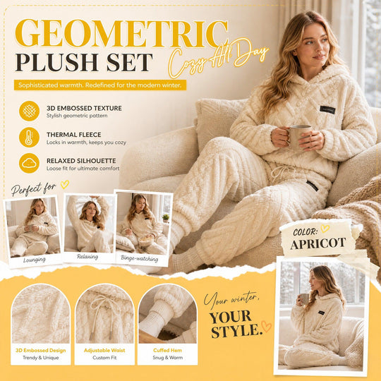 🍂 Embossed Geometric Plush Set – Timeless Comfort &amp; Effortless Style For Every Occasion