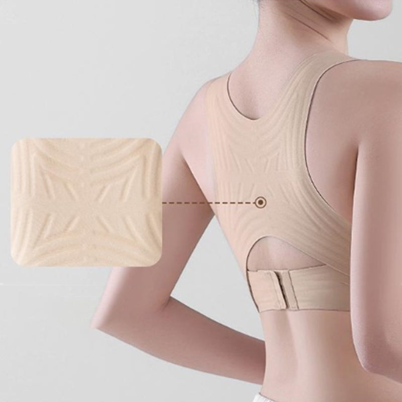 【Postural correction】Women’s Beige Wireless Bra, Soft Breathable Non-removable Moulded Cups, Yoga Fitness Sportswear for Gym &amp; Daily Training