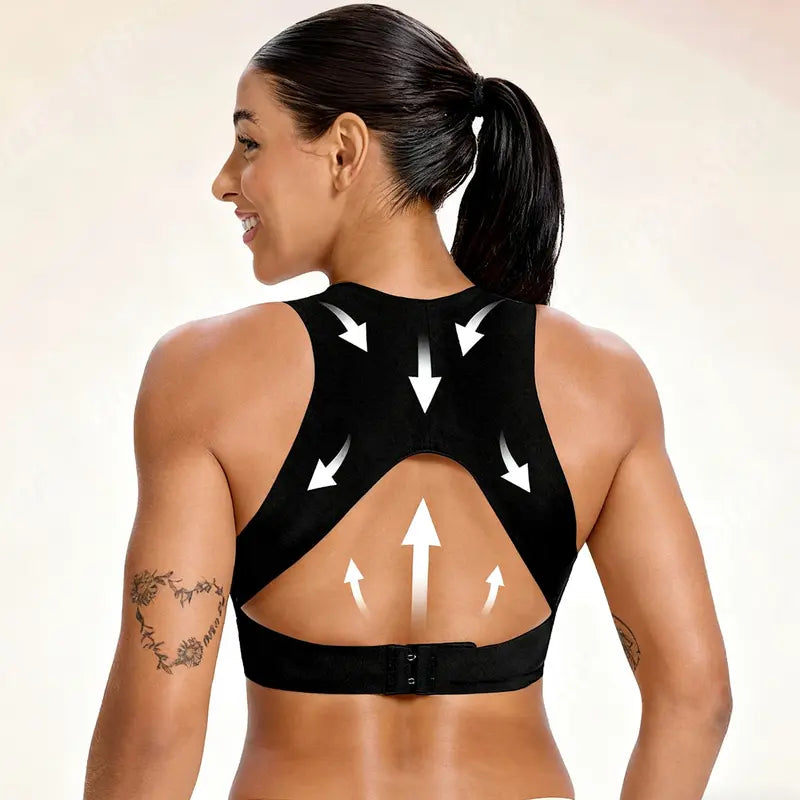 【Postural correction】Women’s Beige Wireless Bra, Soft Breathable Non-removable Moulded Cups, Yoga Fitness Sportswear for Gym &amp; Daily Training