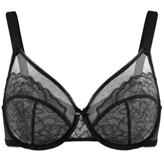 💜Enchante Floral Lace Plus Size Underwire Unlined Unpadded Minimizer Full Coverage Bra Women&