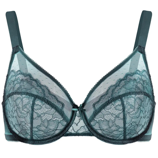 💜Enchante Floral Lace Plus Size Underwire Unlined Unpadded Minimizer Full Coverage Bra Women&