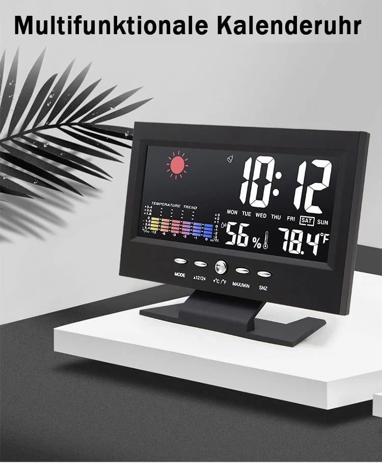 ⏰LETZTER TAG VERKAUF 50% RABATT✨Digitaler LED-Temperatur- und Luftfeuchtigkeitsmonitor, Wettervorhersage, LED-Tischwecker