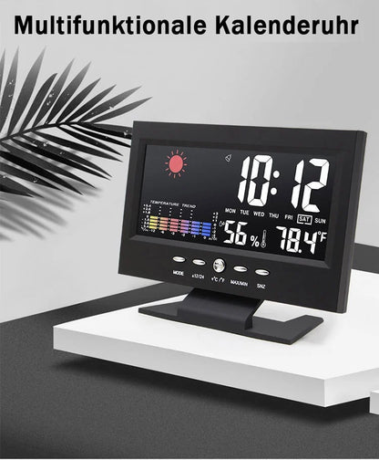 ⏰LETZTER TAG VERKAUF 50% RABATT✨Digitaler LED-Temperatur- und Luftfeuchtigkeitsmonitor, Wettervorhersage, LED-Tischwecker