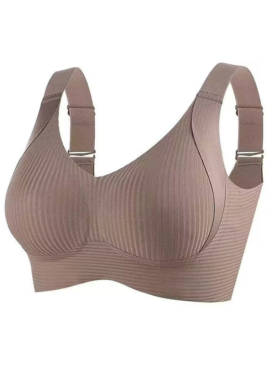 🌷 50% OFF – LIMITED TIME! 💕Subtle Striped Seamless Bra with W-Support ✨ Wire-Free Lift &amp; Unmatched Comfort