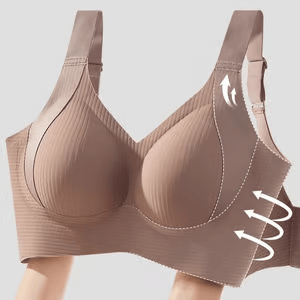 🌷 50% OFF – LIMITED TIME! 💕Subtle Striped Seamless Bra with W-Support ✨ Wire-Free Lift &amp; Unmatched Comfort