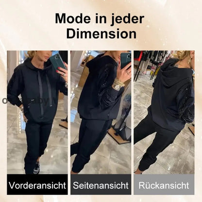 🌸Frühjahrsangebote💐✨Zweiteiliges Set mit Kapuzenoberteil und Hose mit Kordelzug für Frauen