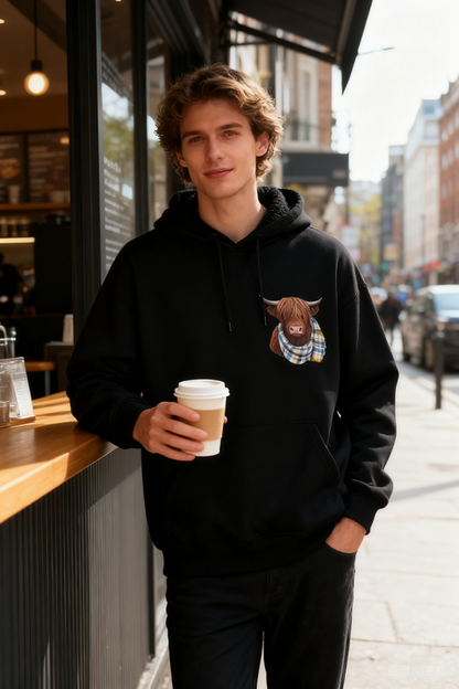 🎄🎅CHRISTMAS SALE 50% OFF!!🎁Cute Highland Cow Cozy Fleece-Lined Hooded Sweatshirt🦬