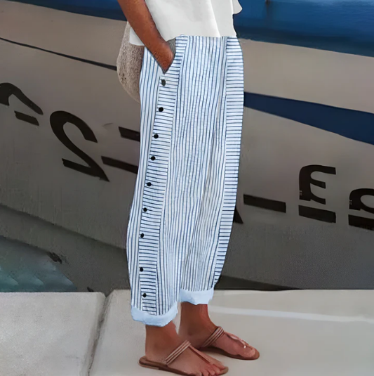 ⏳Time-Limited Special⏰Comfy Blue Striped Side Pocket Pants