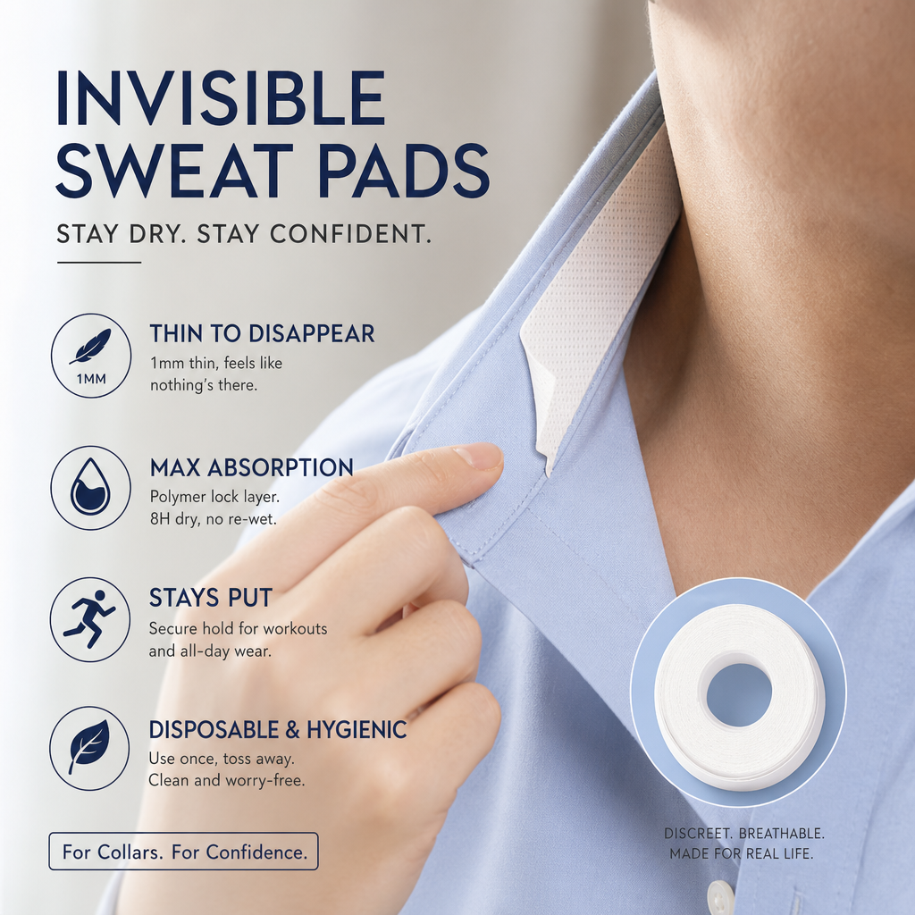 💦 Stay Fresh All Day! 💗 Disposable Collar &amp; Cuff Sweat Liners ✨ Invisible Protection for Shirts &amp; Jackets