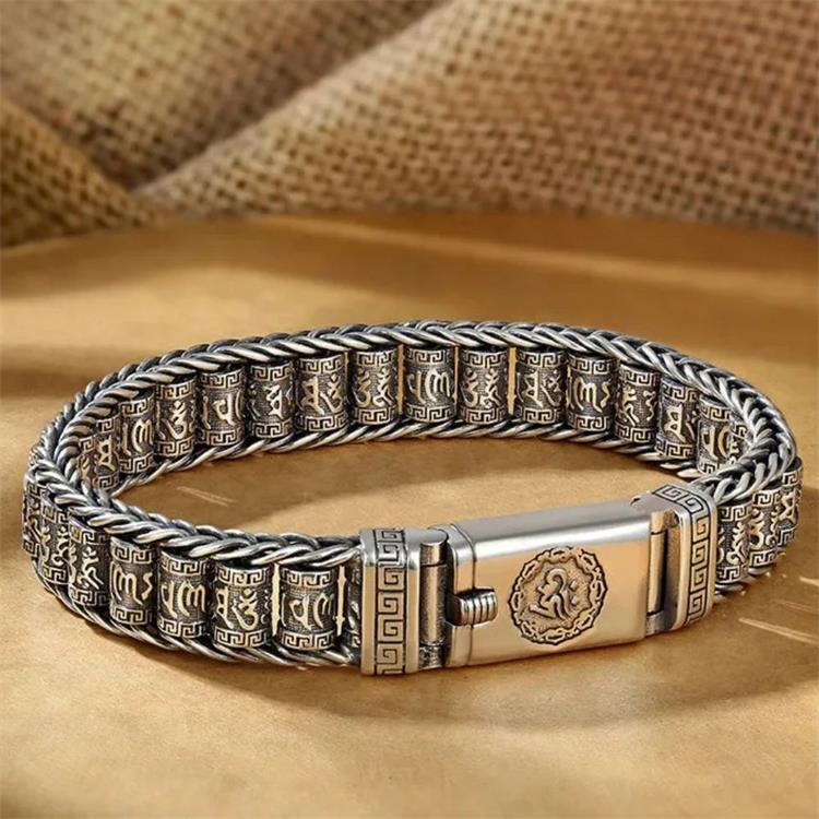 📢📢50 % Rabatt!! ⏰ Tibetisches Gebetsmühlen-Armband – 925er Sterlingsilber, Glücksbringer & Valentinstagsgeschenk