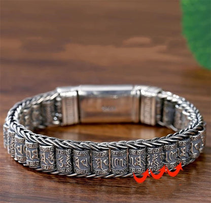 📢📢50 % Rabatt!! ⏰ Tibetisches Gebetsmühlen-Armband – 925er Sterlingsilber, Glücksbringer & Valentinstagsgeschenk