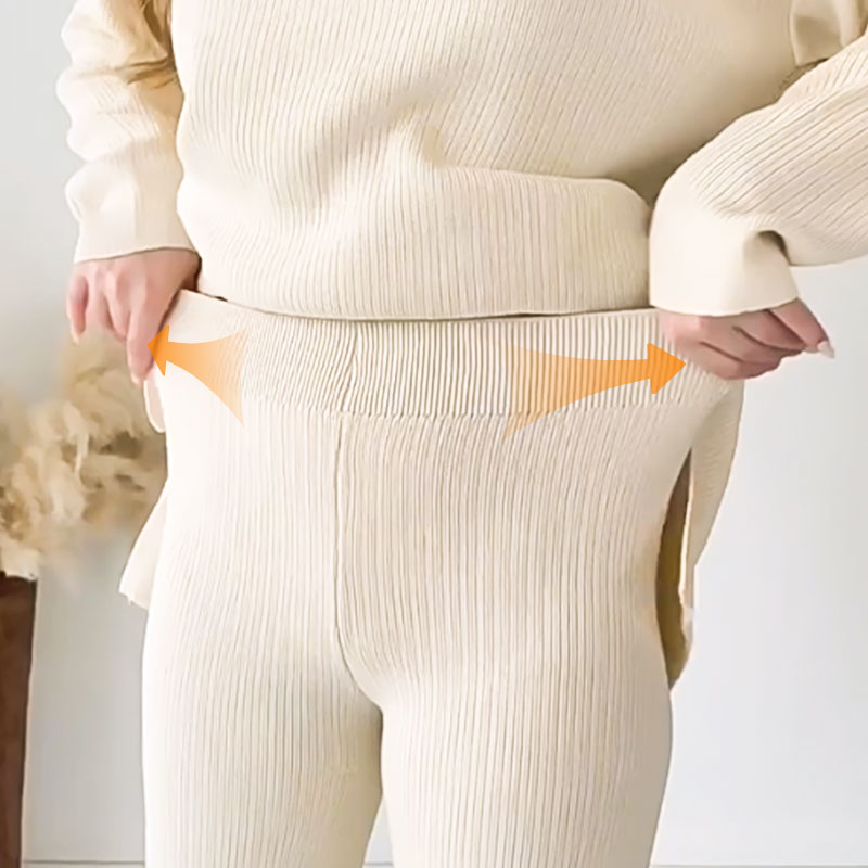 🔥50% RABATT🎁Zweiteiliges Strick-Set mit V-Ausschnitt und Schlitz