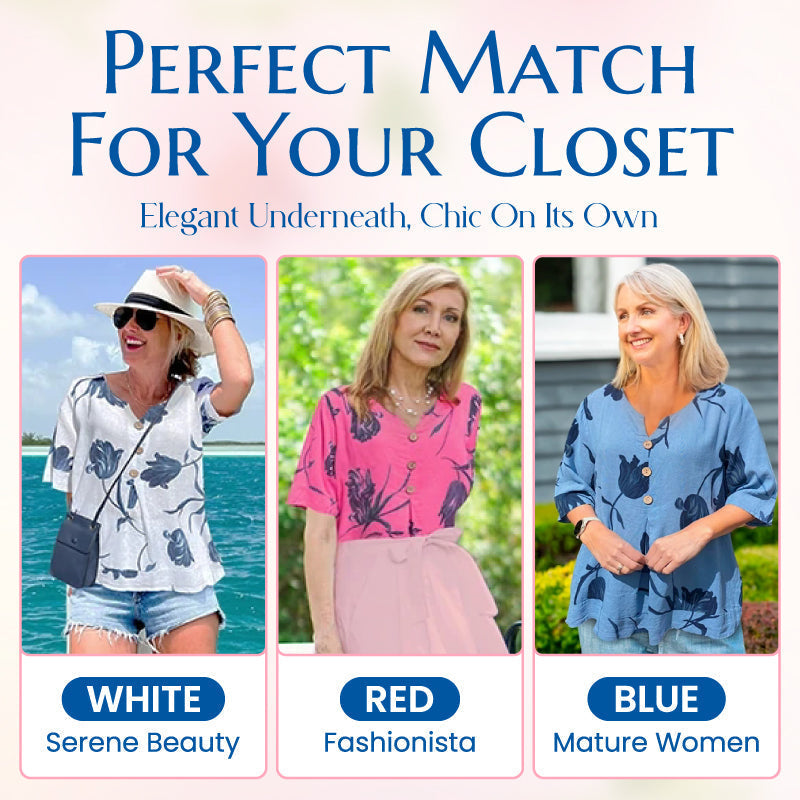 🎉Neue Produkteinführung💐👚 – Lockeres Damenoberteil aus Leinen mit V-Ausschnitt 💝🌹-4